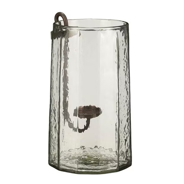 Mica hurricane light with candleholder glass