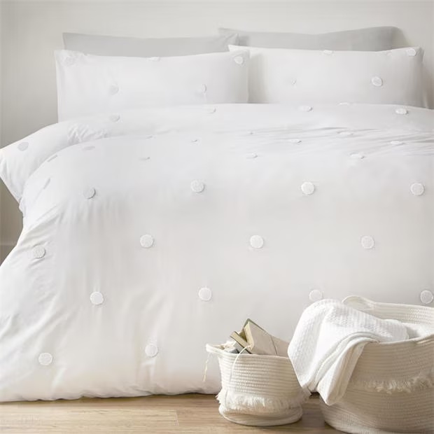 Appletree Dot Garden Duvet Cover Set White with White Dots