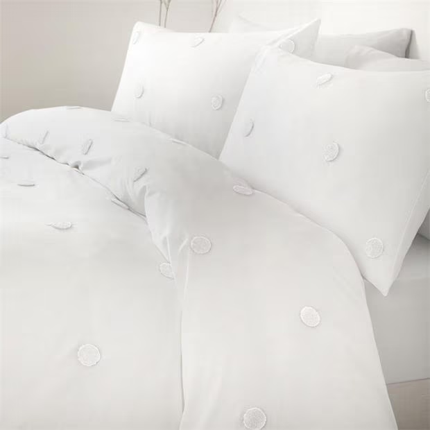 Appletree Dot Garden Duvet Cover Set White with White Dots