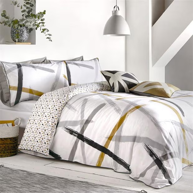 Appletree Leda Duvet Cover Set in Grey and Ochre