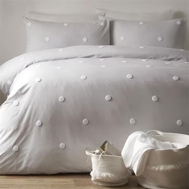 Appletree Dot Garden Duvet Cover Set Silver with White Dots