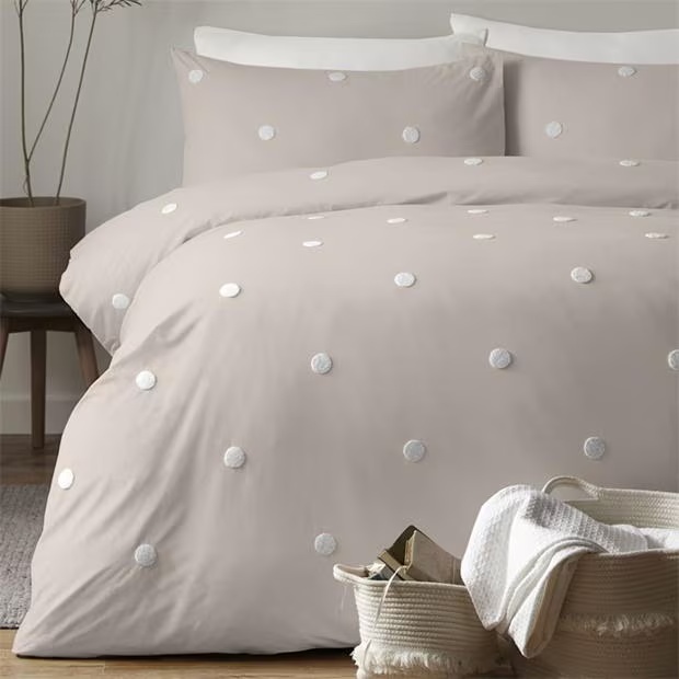 Appletree Dot Garden Duvet Cover Set Linen with White Dots