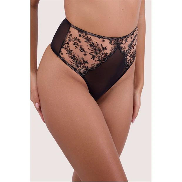 Playful Promises Cassia Black Embroidery High Waist Thong