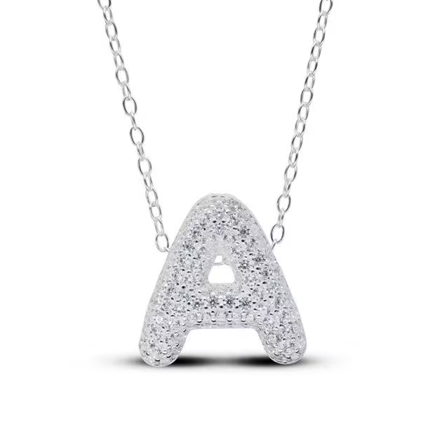 Be You Sterling Silver Cubic Zirconia Initial Necklace