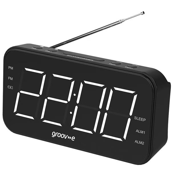 Groov-e Radio Curve Rechargeable Alarm Clock Radio - Black