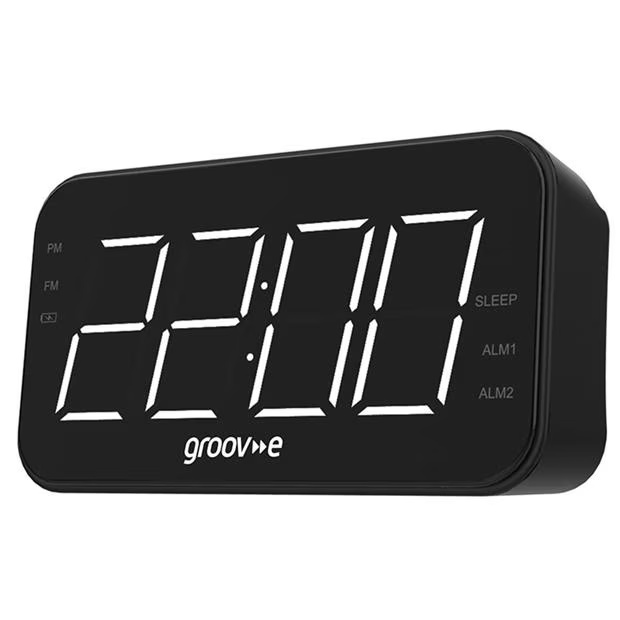 Groov-e Radio Curve Rechargeable Alarm Clock Radio - Black