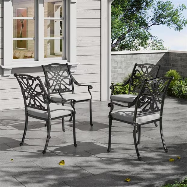 Breeins 4Pcs Aluminum Patio Dining Armchair with Cushion