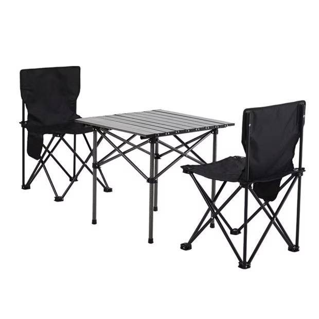 Breeins Camping Portable Folding Camping Table with Two Chairs