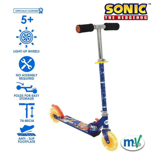 Sonic Sonic Folding Inline Scooter with Light Up Wheels