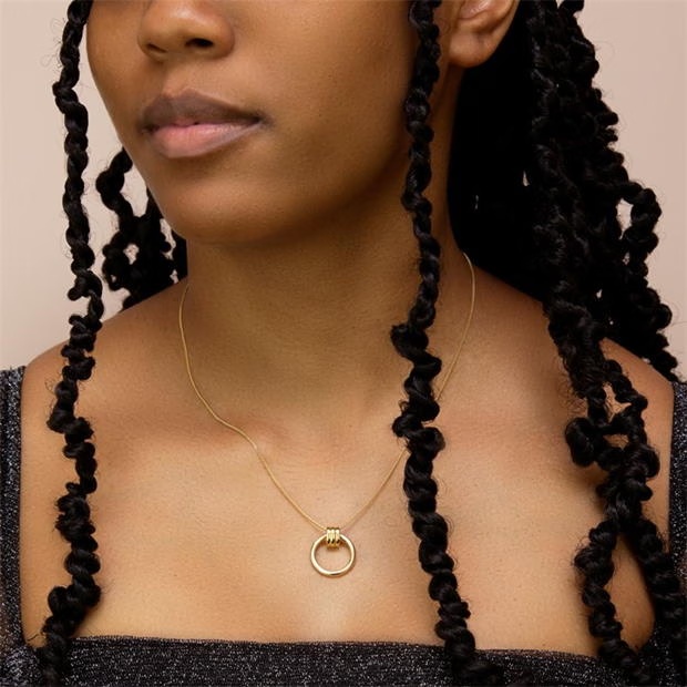 Be You 9ct Gold Triple Tube Circle Drop Necklace