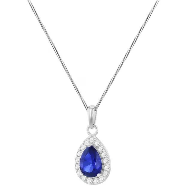 Be You 9ct Gold Synthetic Sapphire Teardrop CZ Necklace