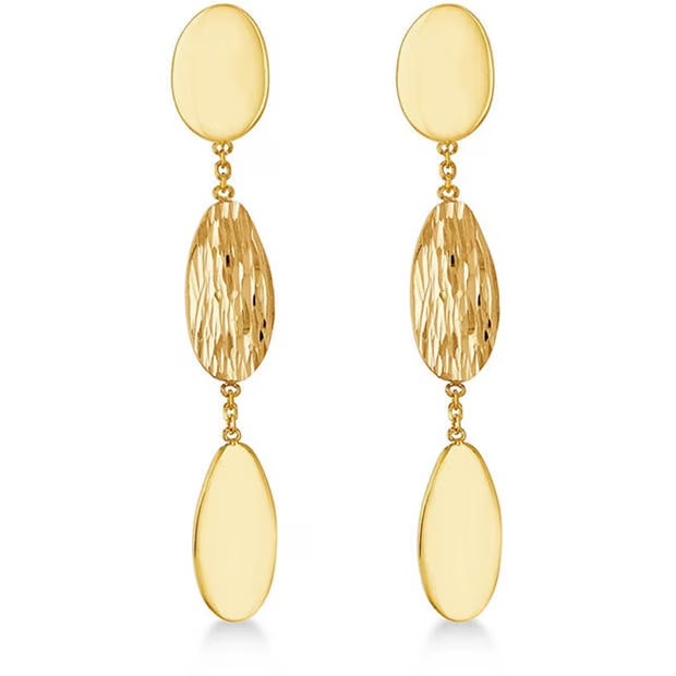 Be You 9ct Gold Polished and Satin Stud Drop Earrings