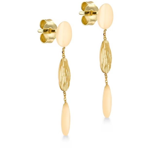 Be You 9ct Gold Polished and Satin Stud Drop Earrings
