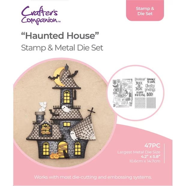 Crafters Companion Shaped Card Base Stamp & Die - Haunted House