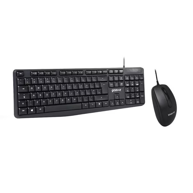 Groov-e Wired Full Size Keyboard & Mouse Set - Black