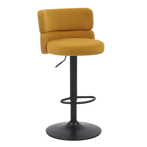 Shankar Set of 2 Mason Brushed Velvet Black Base Bar Stool
