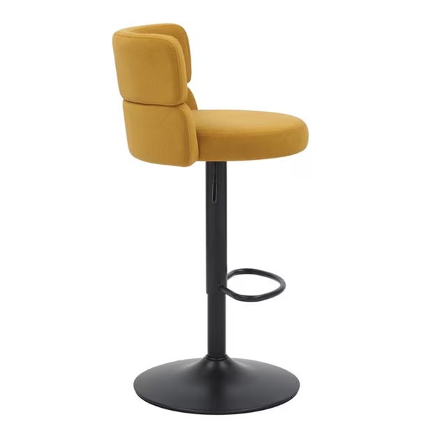 Shankar Set of 2 Mason Brushed Velvet Black Base Bar Stool