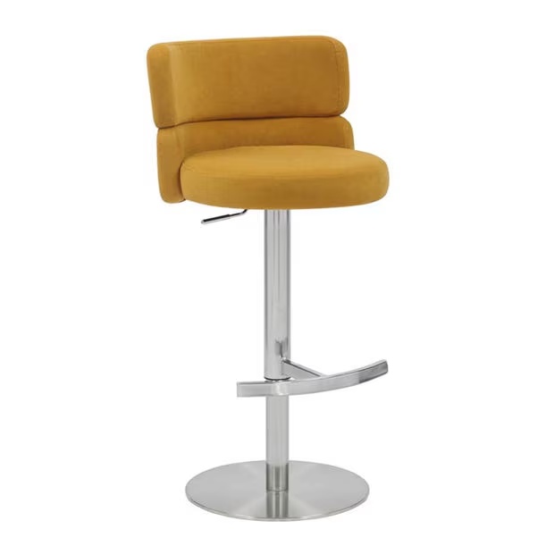 Shankar Mason Brushed Velvet Brushed Steel Base Bar Stool