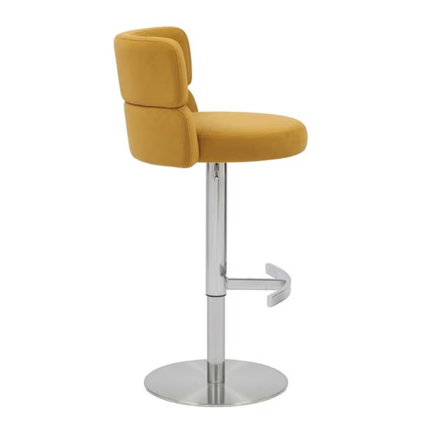 Shankar Mason Brushed Velvet Brushed Steel Base Bar Stool