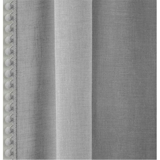 Tyrone Textiles Tahiti Pom-Pom Trim Single Voile Panel - Pair