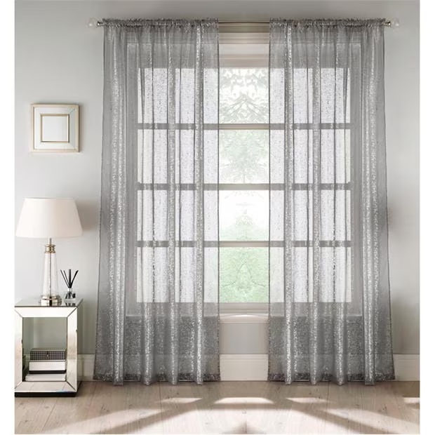 Tyrone Textiles Pandora Metallic Print Rod Pocket Panel - Pair