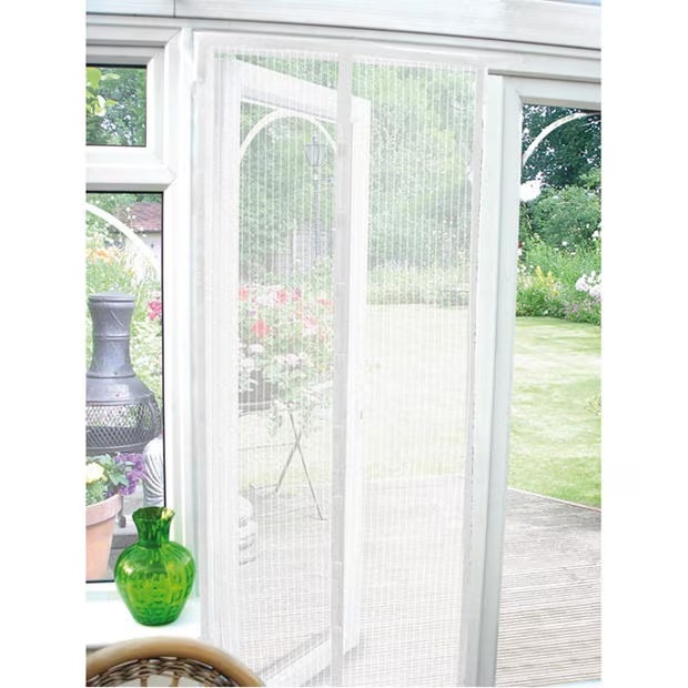 Country Club Magnetic Door Curtains - Insect Guard - White