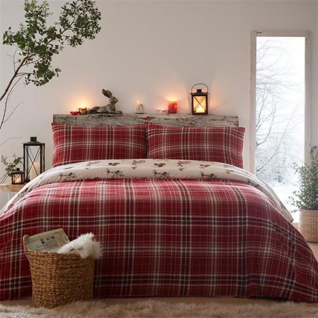 Dreams and Drapes Derwent Check 100% Brushed Cotton Duvet Cover Set