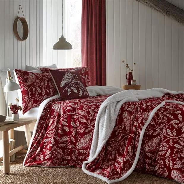 Dreams and Drapes Christmas Woodland Owls Duvet Cover Set in Sage