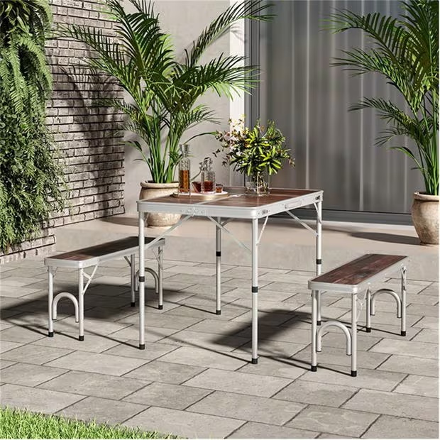 Breeins Camping Outdoor Picnic Table with Two Benches