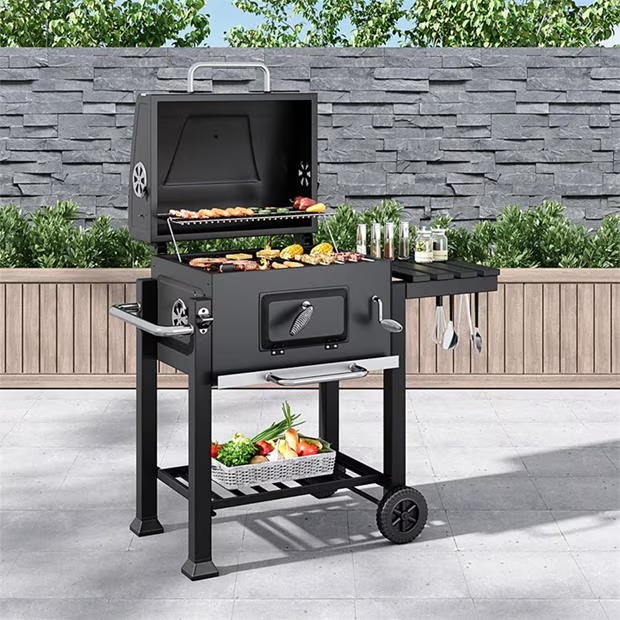 Breeins Outdoor Charcoal BBQ Grill with Portable Trolley