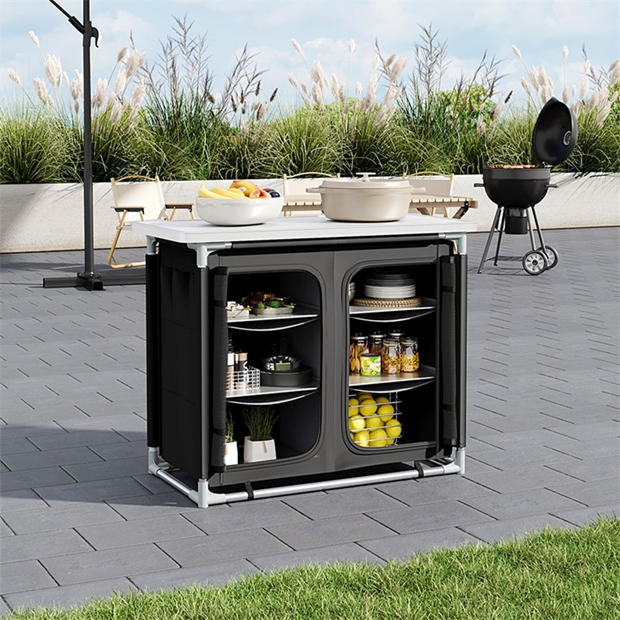 Breeins Camping Camping Kitchen Table Portable Storage, Black